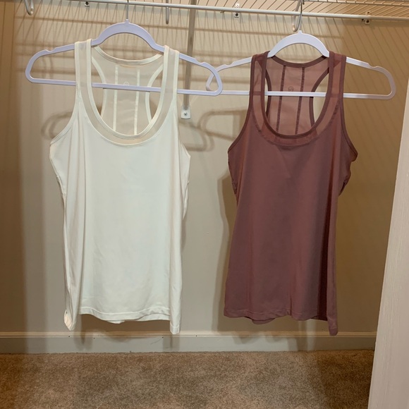 Set of 2: Eddie Bauer White & Pink Athletic Tank Tops - Picture 1 of 2
